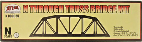 N Scale Atlas 2070 Code 55 Black Single-Track Through Truss Bridge Kit