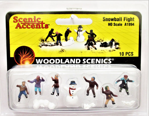 HO Scale Woodland Scenics A1894 Kids/Children Snowball Fight Figures (10)  pcs