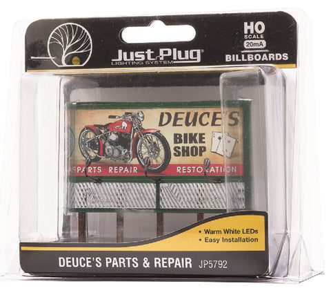 HO Scale Woodland Scenics JP5792 Deuce's Parts & Repair Lighted Billboard