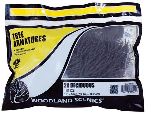 Woodland Scenics TR1122 3 in to 5 in Deciduous Tree Armatures (28) pkg