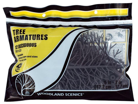 Woodland Scenics TR1123 5 in to 7 in Deciduous Tree Armatures (12) pkg