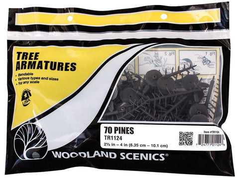 Woodland Scenics TR1124 2 1/2 in to 4 in Pine Tree Armatures (70) pkg