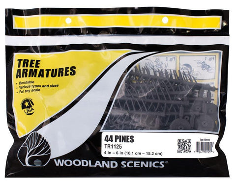 Woodland Scenics TR1125 4 in to 6 in Pine Tree Armatures (44) pkg