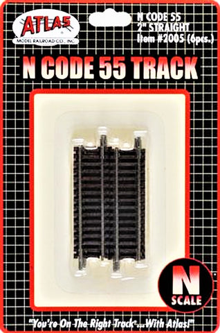 N Scale Atlas 2005 Code 55 2" Straight Track 6 pcs