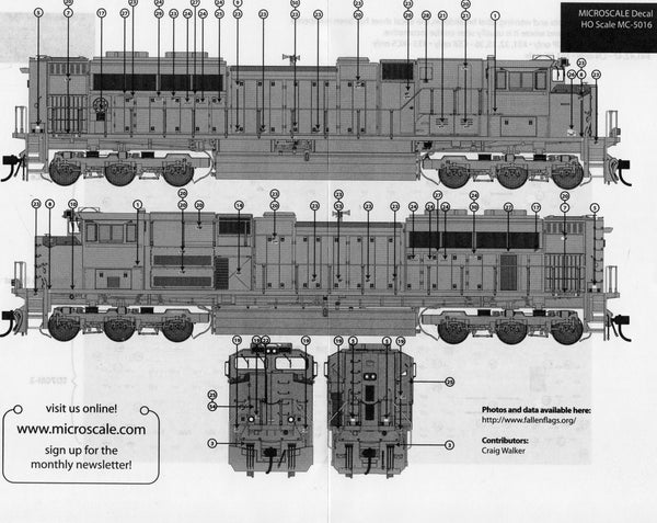 HO Scale Microscale MC-5016 EMD SD70ACe & SD70-2 Data Decal Set