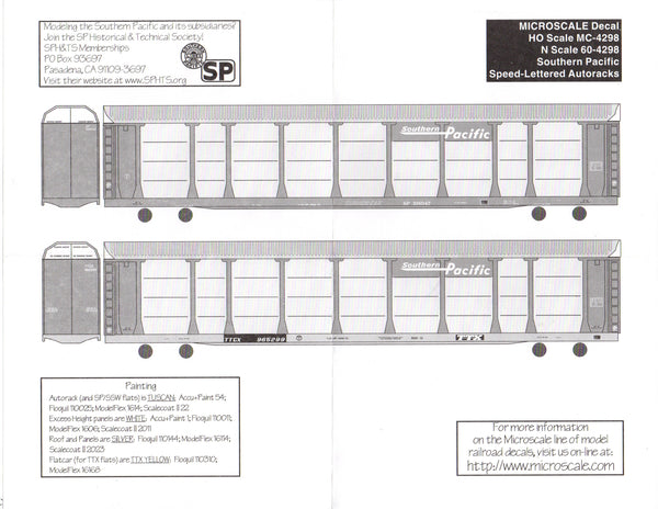 Microscale HO Scale Decal 87-155 – Southern Pacific Maintenance-of-Way Equipment