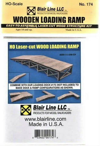HO Scale Blair Line 174 Laser-Cut Wood Loading Ramp Kit