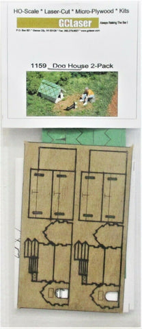 HO Scale GCLaser 1159 Laser-Cut Wood Dog House Kit pkg (2)