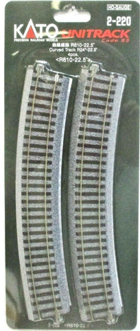 HO Scale Kato Unitrack 2-220 Curve Track 24" 610mm Radius pkg (4)