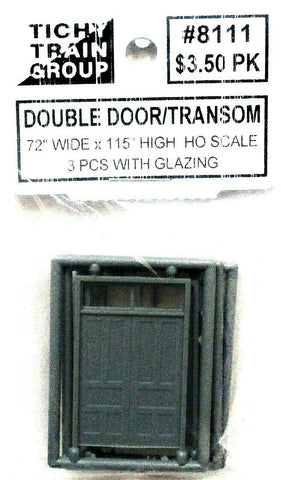 HO Scale Tichy Train Group 8111 Double  Doors w/2 Lite Transom pkg (3)