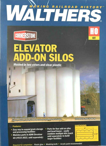 HO Scale Walthers Cornerstone 933-3023 ADM Grain Elevator Add-on Silos Kit