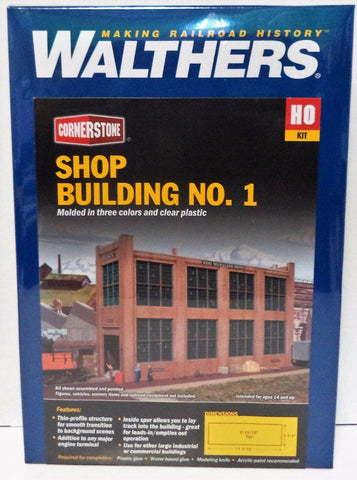 HO Scale Walthers Cornerstone 933-3165 Shop Building #1 Background Building Kit