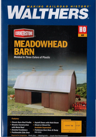 HO Scale Walthers Cornerstone 933-3330 Meadowhead Barn Building Kit