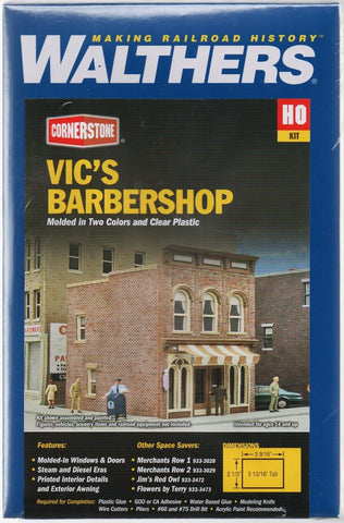 HO Scale Walthers Cornerstone 933-3471 Vic's Barber Shop Building Kit