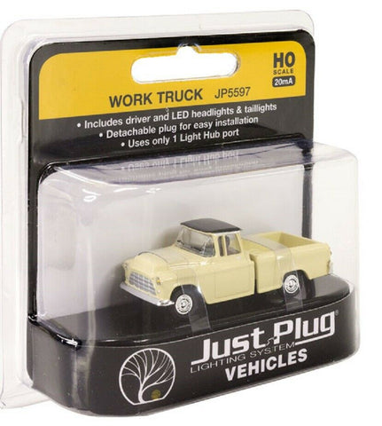 HO Scale Woodland Scenics JP5597 Just Plug Lighted Light Yellow Work Truck