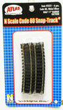 N Scale Atlas 2521 Code 80 11" Radius Half Curve Snap-Track pkg (6)
