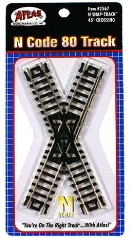 N Scale Atlas 2567 Code 80 45 Degrees Crossing Snap-Track