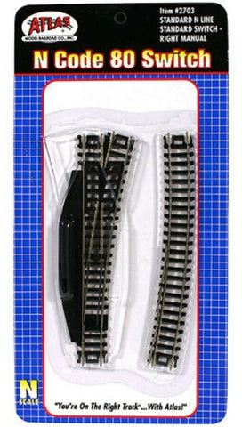 N Scale Atlas 2703 Code 80 #4 Manual Right Hand Turnout/Switch Snap-Track