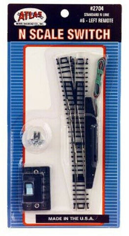 N Scale Atlas 2704 Code 80 #6 Remote Left Hand Turnout/Switch Snap-Track