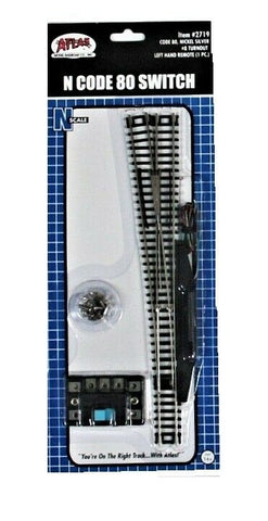 N Scale Atlas 2719 Code 80 #8 Remote Left Hand Turnout/Switch Standard Line