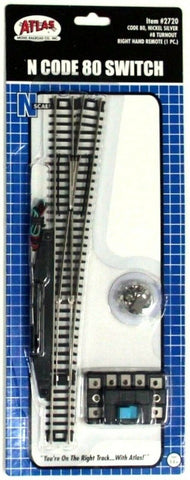 N Scale Atlas 2720 Code 80 #8 Remote Right Hand Turnout/Switch Standard Line