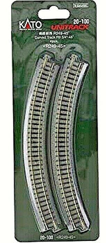 N Scale Kato Unitrack 20-100 Curve 9-3/4" 249mm Radius Track (4) pcs