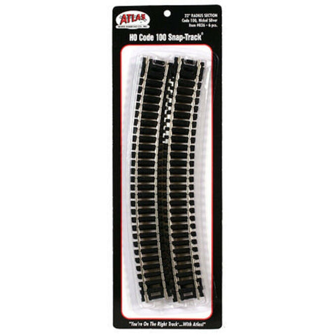 HO Scale Atlas 836 Code 100 22" Radius Curved Track (6) pcs