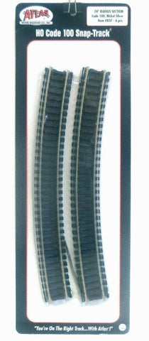 HO Scale Atlas 837 Code 100 24" Radius Curved Track (6) pcs