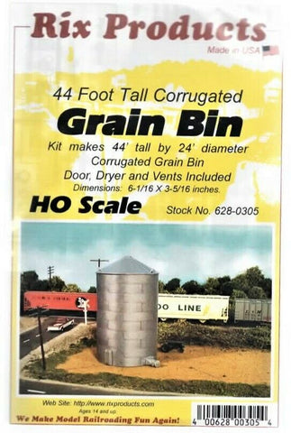 HO Scale Rix Products 628-0305 44' Grain Bin w/30-Degree Peaked Top Kit