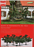 HO Scale Busch 7863 Man Laying in Hammock w/4 Fruit Trees Kit