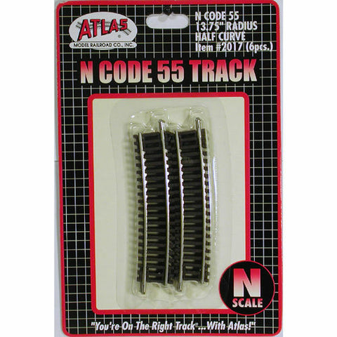 N Scale Atlas 2017 Code 55 13.75" Radius Half Curve Track 6 pcs