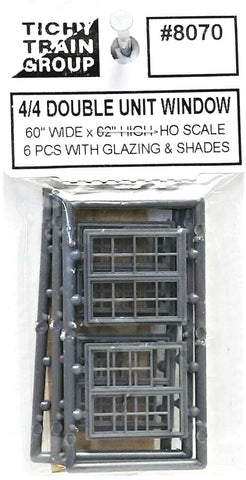 HO Scale Tichy Train Group 8070 4/4 60 x 62" Two Unit Double Hung Windows pkg(6)