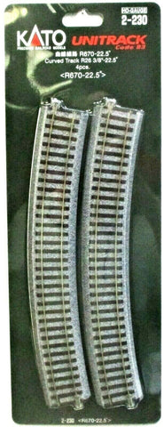 HO Scale Kato Unitrack 2-230 Curve Track 26-3/8" 670mm Radius pkg (4)