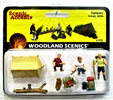 O Scale Woodland Scenics A2754 Scenic Accents Campers Tent Fire Pit (8) pcs