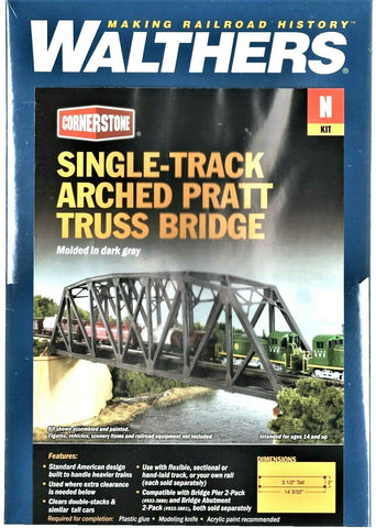 N Scale Walthers Cornerstone 933-3870 Single-Track Arched Pratt Truss Bridge Kit