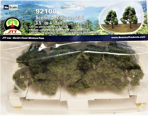 HO Scale JTT Miniature Tree 92108 Deciduous Trees 3-1/2 to 4" Tall pkg (4)