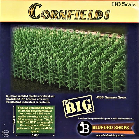 HO Scale Bluford Shops #203 Summer Green 1120 Stalks Cornfield Kit
