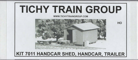 HO Scale Tichy Train Group 7011 Handcar Shed w/Handcar & Trailer Kit