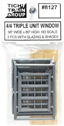 HO Scale Tichy Train Group 8127 4/4 98 x 80" Triple Double Hung Windows pkg (3)