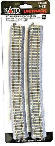 HO Kato Unitrack 2-331 63-1/4" Large-Radius Curve Track w/Concrete Ties pkg (4)