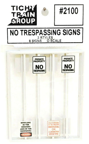 O Scale Tichy Train Group 2100 Assorted Warning Signs (8) pcs
