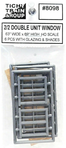 HO Scale Tichy Train Group 8098 2/2 63 x 69" Unit Double Hung Windows pkg (6)