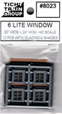 HO Scale Tichy Train Group 8023 6-Lite Attic Style 28 x 26" Windows pkg (12)