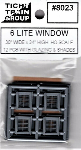 HO Scale Tichy Train Group 8023 6-Lite Attic Style 28 x 26" Windows pkg (12)