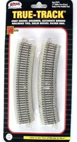 N Scale Atlas True Track 2410 Code 65 11" Radius Curve pkg (8)