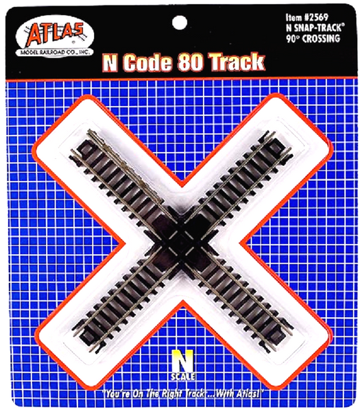 N Scale Atlas 2569 Code 80 90 Degrees Crossing SnapTrack Sidetrack Hobby