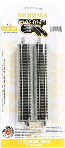 N Scale Bachmann 44811 5" Straight Sections Nickel Silver E-Z Track (6) pcs