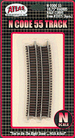 N Scale Atlas 2025 Code 55 18-3/4" Radius Half Curve 6 pcs