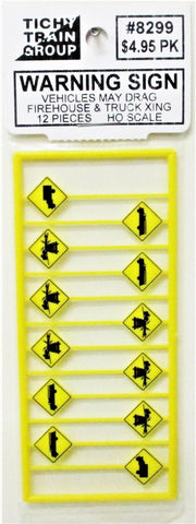 HO Scale Tichy Train Group 8299 Firehouse and Low Vehicle Warning Signs (12) pcs