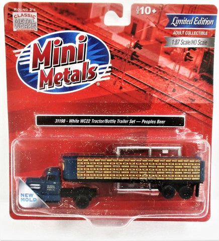 HO Classic Metal Works 31198 Peoples Beer White WC22 Tractor w/Flatbed Trailer